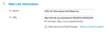 Blackboard Learn Web Link URL