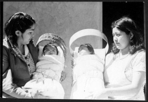 Tewa Village-First Mesa. Two babies in cradle boards. April 1944.  HCPO.PH.2003.1.HN1.16 HCPO.PH.2003.1.HN1.16 