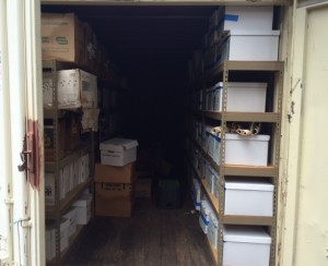 After clearing some space in the aisle, we were able to make headway and rebox some damaged boxes