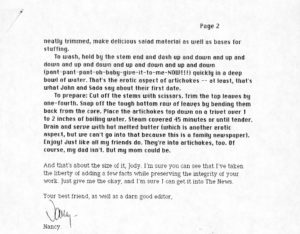 Correspondence Nancy to Joanne Pg. 2, March 1987