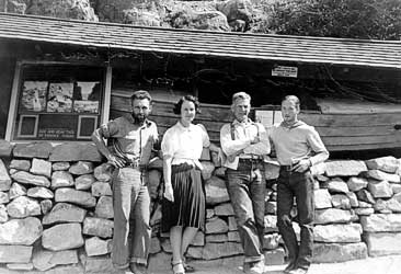 [NAU.PH.96.3.35.8] Don Harris, Edith Kolb, Bert Loper, unidentified (Chester Klevin?), July 10, 1939.