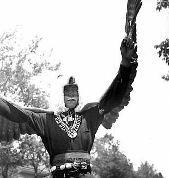 Image of Pow Wow, July 10, 1947. [Eagle dancer.] 