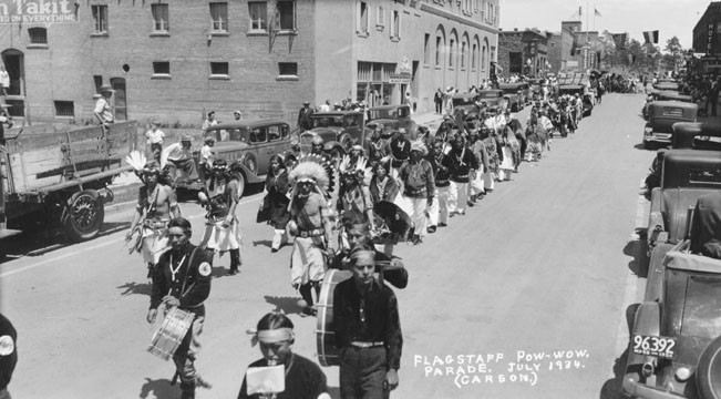 Images of Flagstaff Pow wow parade, July 1934