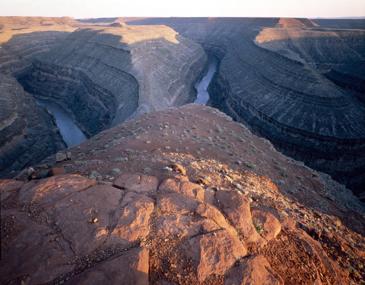 	
This image depicts the Goosenecks along the San Juan River. A large platform takes up a majority of the image